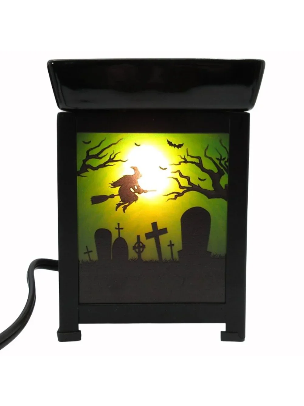 Retired Scentsy Black Pumpkin Graveyard Halloween Decor Wax Warmer Original Box